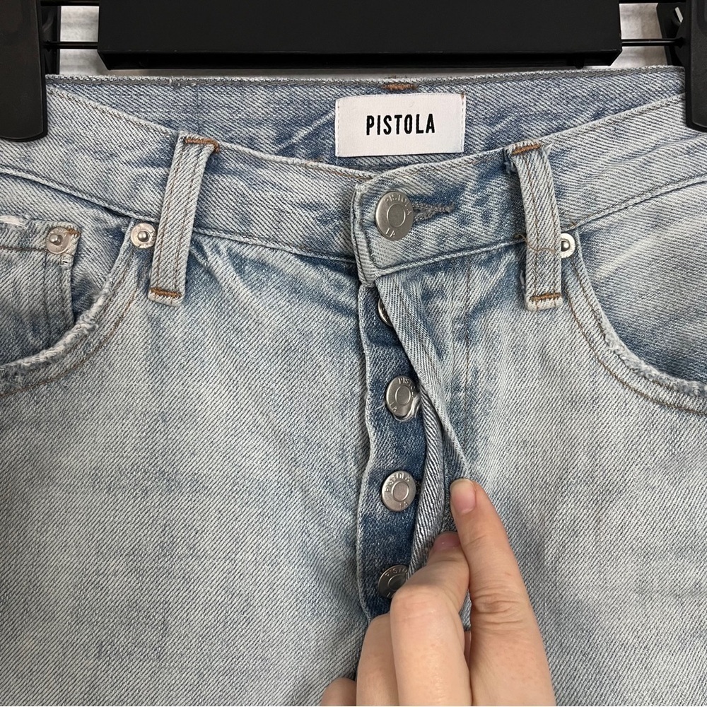 Pistola Charlie High Rise Straight Jeans Button Fly Light Wash Size 28 - Picture 5 of 13